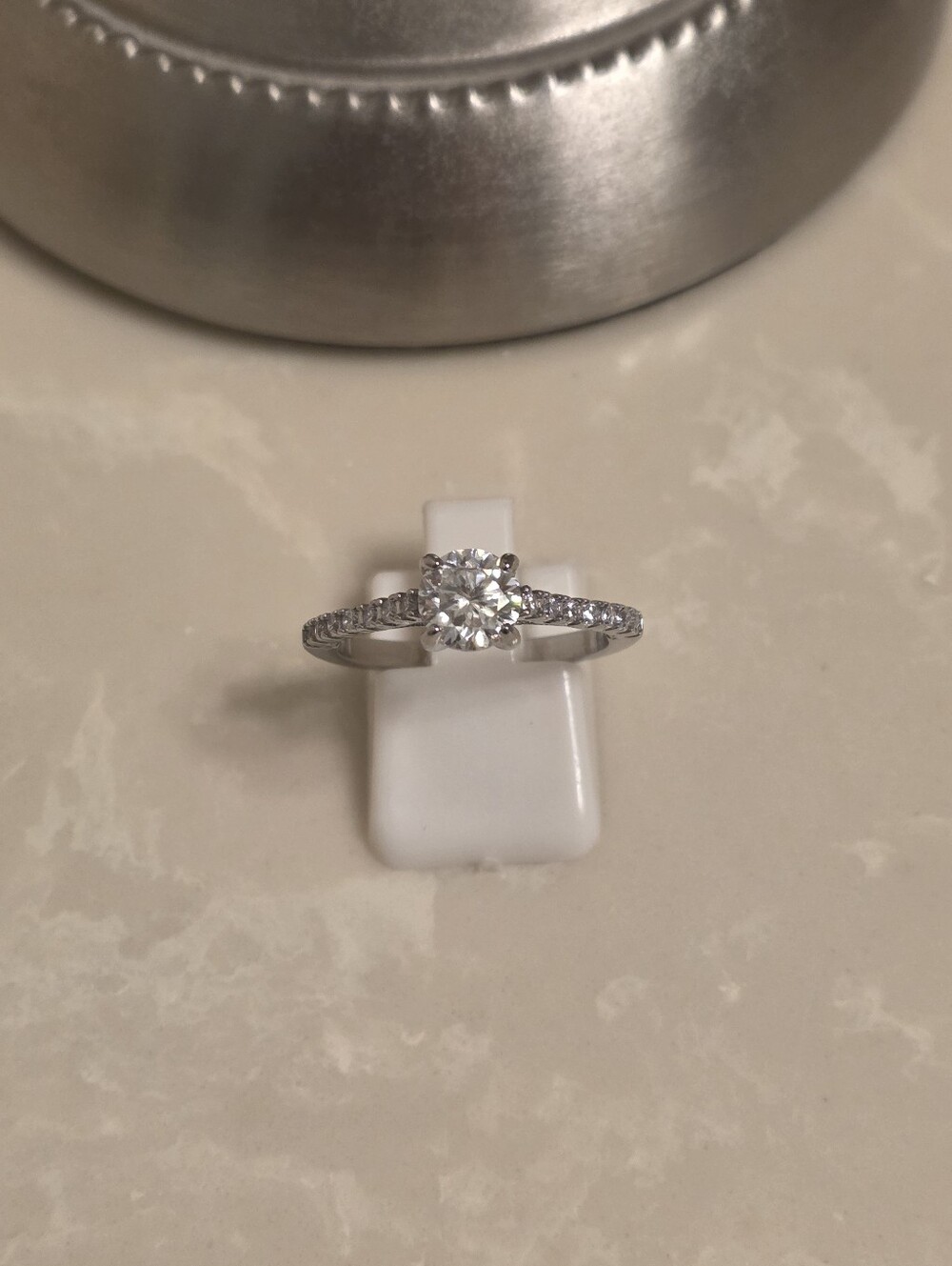Silver CZ Solitaire Ring Size 8